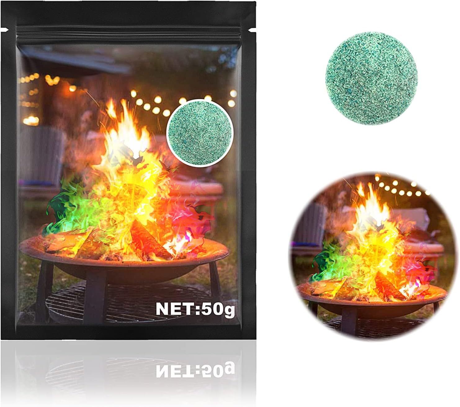 Colorful Flame Powder, Fire Color Changing Packet, Campfires, Outdoor Fireplaces - Hue-Changing Cosmic Flame Powder