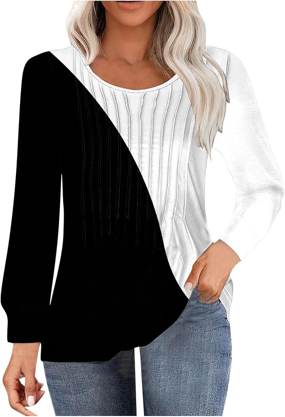 Womens Fall Fashion Shirts 2025 Casual Crewneck Flroal Tunic Dressy Casual Blouse Tops Winter Casual Clothing