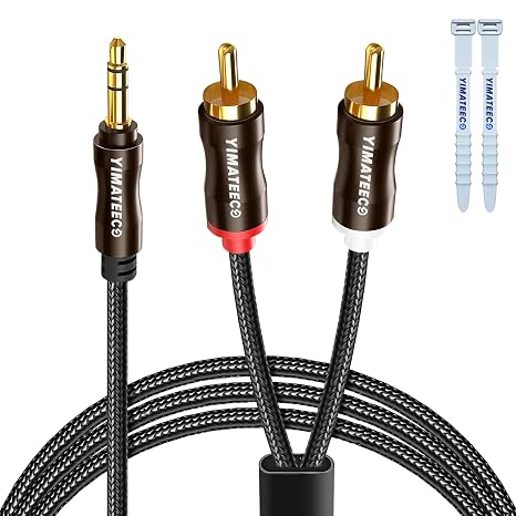 3.5mm to RCA Cable - 3.5mm Male Aux to RCA Audio Cable Gold Plated Headphone Jack Y Splitter Adapter Stereo Auxiliary Cord for Phone, Tablet, Hi-Fi Amplifier, Speaker (3.3FT, Aux Cables)