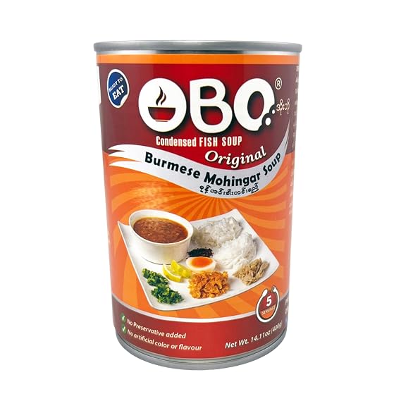 OBO Myanmar Famous Burmese Mohinga Noodle Soup (Fish Soup) - National Dish of Myanmar - 14.11oz (400g) - Ready to eat - SOUP ONLY