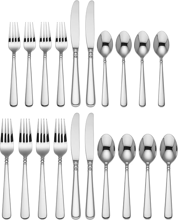 Lenox Pearl Platinum 20-Piece 18/10 Silverware Set for 4, Flatware