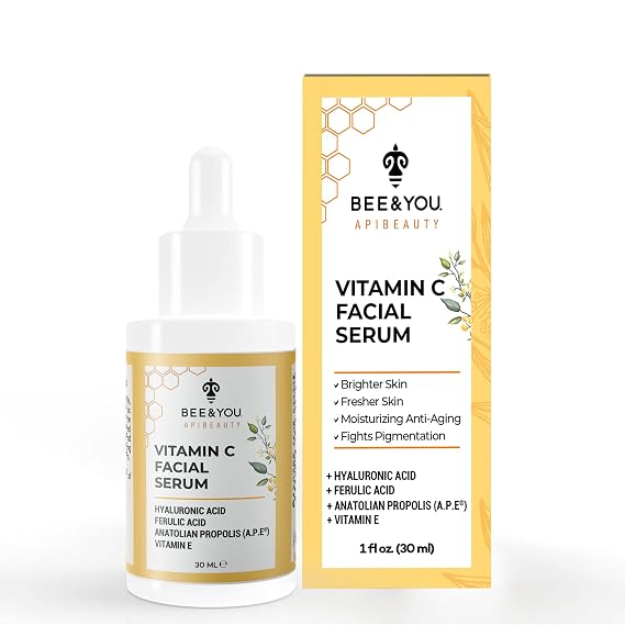 Bee and You Vitamin C Face Serum, Hydrating & Glow-Enhancing Serum with Propolis, Vitamin C & Ferulic Acid, Helps Improve Skin Radiance and Even-Looking Skin Tone