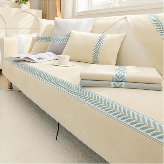 ZTGL Thicken Non-Slip Sofa Cover, Easy-Going Sectional Couch Covers 4/3/2/1 Seater, Washable Sofa Slipcover, Reversible Quilted Furniture Protector,White,1 pc 70x210cm