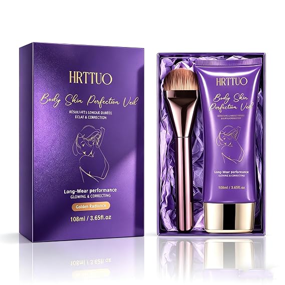 Body Coverage Perfector with Brush - Waterproof Leg & Body Makeup for Skin Imperfections & Uneven Tone, Transfer-Resistant Natural Finish Concealer, Flawless Looking Legs (Golden Radiance)