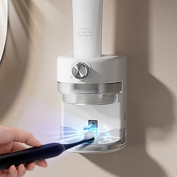 Automatic Toothpaste Dispenser, Wall Mounted Electric Toothpaste Dispenser for Kids and Adults,Toothpaste Squeezer with Adjustable Toothpaste Dispensing Volume for Bathroom
