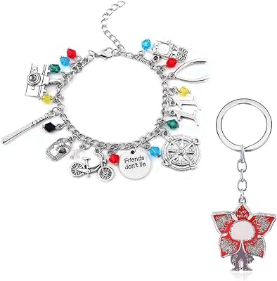 CCAKXCJJ 2PCsFriends Dont Lie Strange Bracelet Charm Keychain Gift Merchandise Strange Jewelry Set