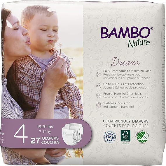 BAMBO NATURE Dream Baby Diapers Size 4, 27 CT