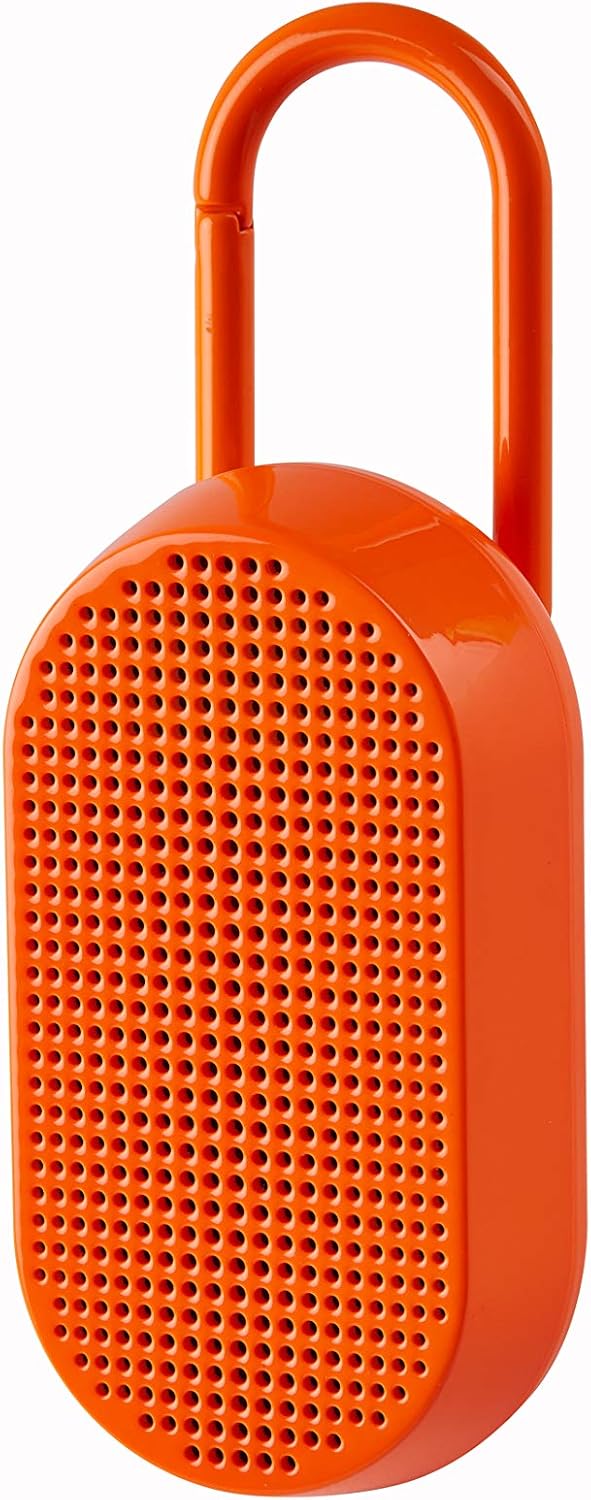 Lexon MINO T Portable Bluetooth Speaker for Outdoor use, Water Resistant IPX4 and Rechargeable - Orange Fluo