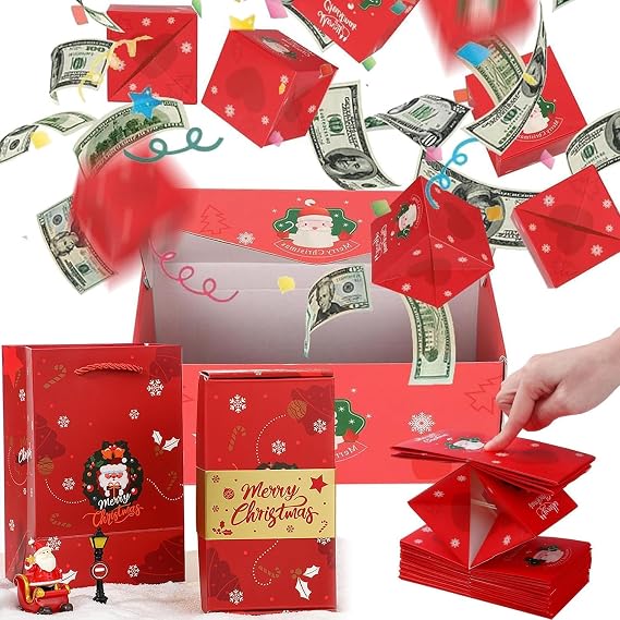 Epdplay サプライズボックス お金へのギフト クリスマスサプライズギフトボックス 爆発 折りたたみバウンスギフトボックス クリスマス 誕生日 記念日用 バウンスボックス18個レッド