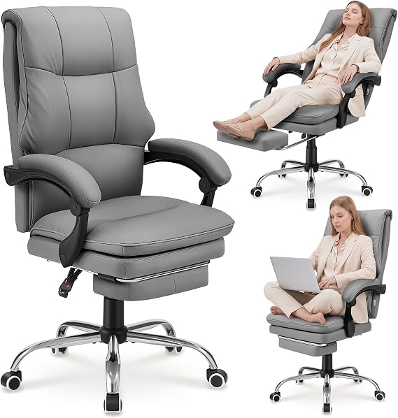 Warmiehomy Big and Tall Office Chair, Comfy Office Chair for Home, Grey