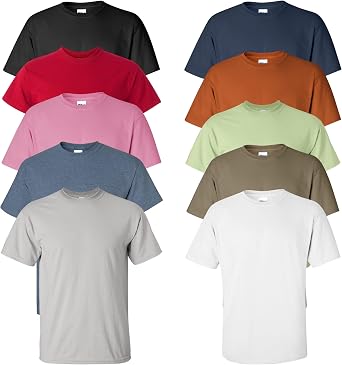 Gildan Mens T-Shirt Ultra Cotton, 6 oz. Adult Tee, Multipack 1I3I6I10