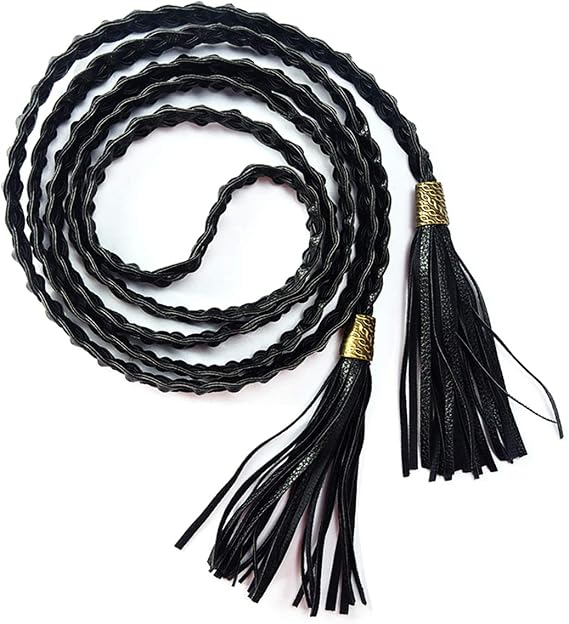 Ayliss Women Tassel Braided Waist Belt Skinny Woven Belt for Dress