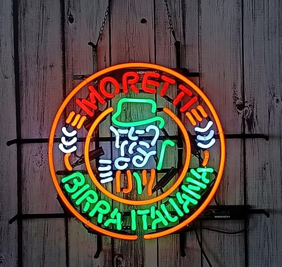 Neon Signs Beer Bar Bedroom Compatible For Moretti Birra Italiana Glass Neon Signs for Office Cafe Birthday Party Man Cave Neon Light Art Wall Lights 24 X 20 Inches