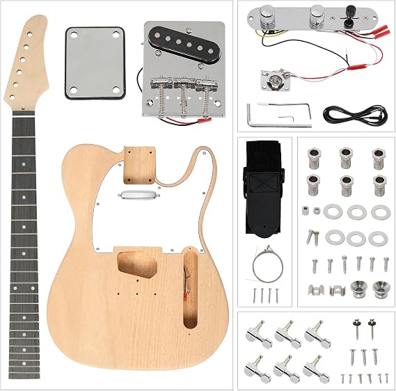 DIY 6 String TL Style Electric Guitar Kits with Mahogany Body, Maple Neck and Accessories