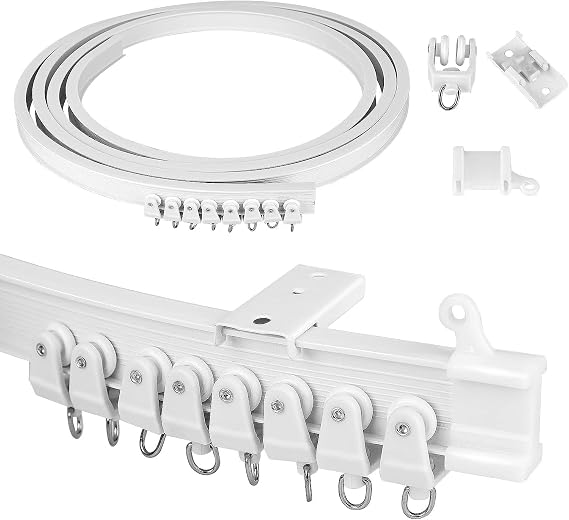 3 Meter Bendable Curtain Track, Flexible Ceiling and Wall Mount Curtain Rail for Bay Windows, RV, Room Divider, and Shower Curtains