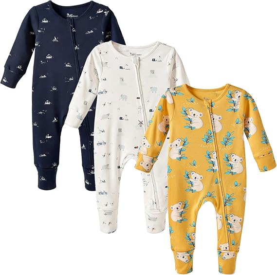 Baby Footless Jumpsuit Long Sleeve Cotton Onesie for 0-18 Months