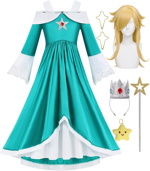 Kids Princess Costume Girls Pink Halloween Princess Dress with Accessories