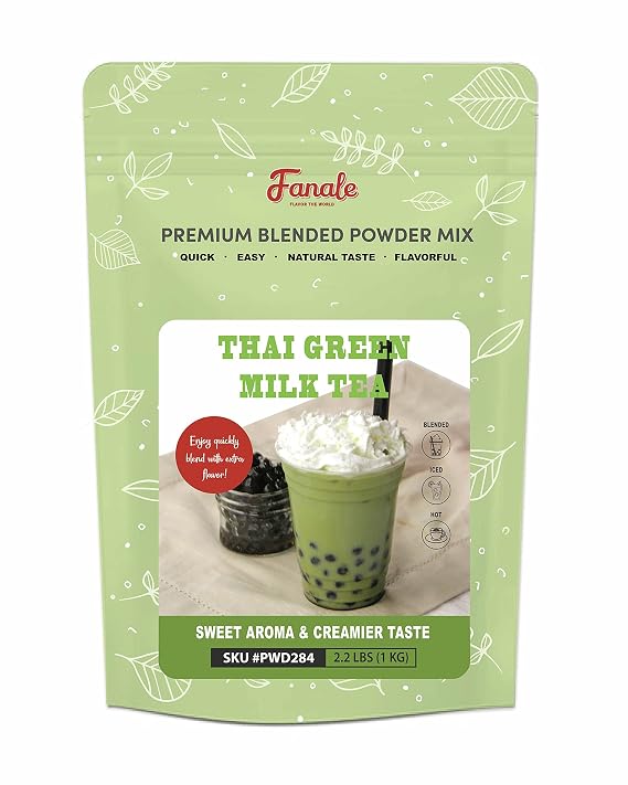 Fanale Premium Thai Green Bubble Tea Flavoring Powder for Boba Tea| Perfect for Baking, Smoothies, Desserts and Drinks | Instant Boba Bubble Tea Powder for Milk Tea - 2.2 Pounds (Pack of 1)