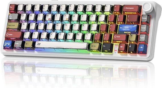 womier 60% Mechanical Keyboard Wireless,Comic Gaming Keyboard White