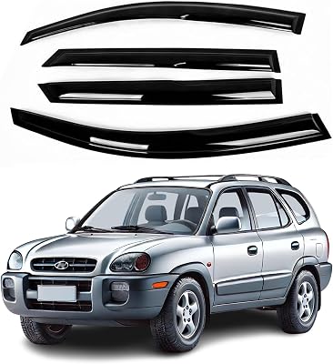 Fit for: Hyundai Tucson 2005 2006 2007 2008 2009-Premier 2mm Thick Tape-On Premium Wind Deflectors for Front and Rear Windows, Window Rain Guards, Durable & Sleek Design, Set of 4