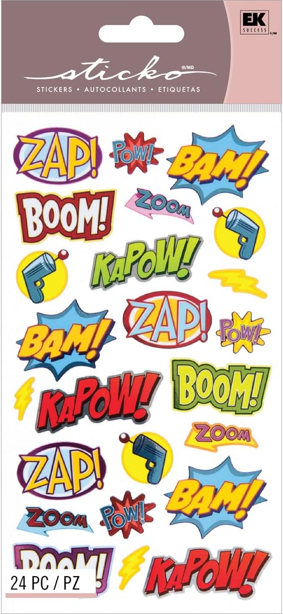 EK Success Brands Decorative Sticko Stickers, Punch Captions