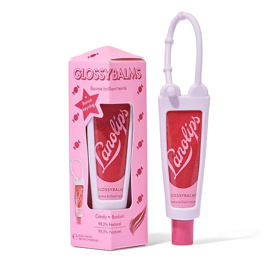 Lanolips Glossybalm Candy Bauble - Ultra Hydrating Tinted Lip Gloss for Dry, Chapped Lips - Flavored Natural Lanolin Lip Balm with Lanolin Oil, Vitamin E & Mica for Lip Care & Shine (0.35 Ounce)