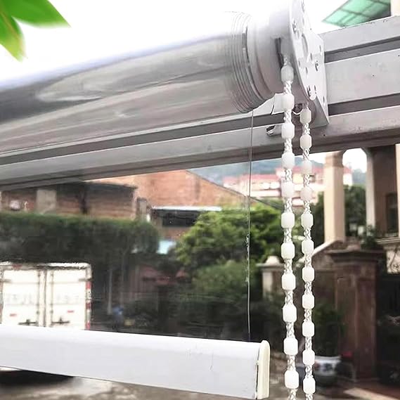 Clear Pvc Outdoor Roller Shades Blind,Transparent Waterproof Roll Up Blinds,Gazebo Balcony Porch Exterior Partition Curtains,Heavy Duty Plastic Roller Shutter,Custom Size,W×H-80×220cm/31.5×86.6in