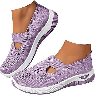 Yanzhenglip Womens Comfort Slip On Fashion Black Walking Runing Sneakers Flat Shoes Womens Comfort Lightweight Breathable Sock Shoe Non-Slip Mesh Casual Fashion Tennis Sneakers