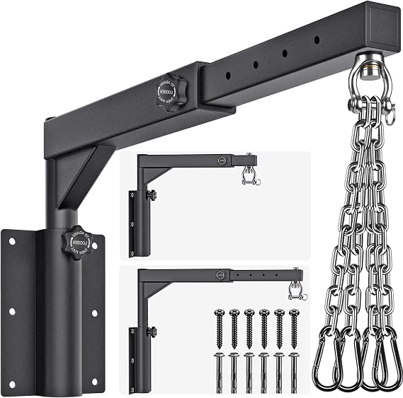 Dolibest Wall Mount Heavy Bag Hanger with 4 Chains, Heavy Duty 360 Swivel Punching Bag Hanger Stand, Adjustable Boxing Hanger for Home Gym Indoor Outdoor (800 LB Capacity)
