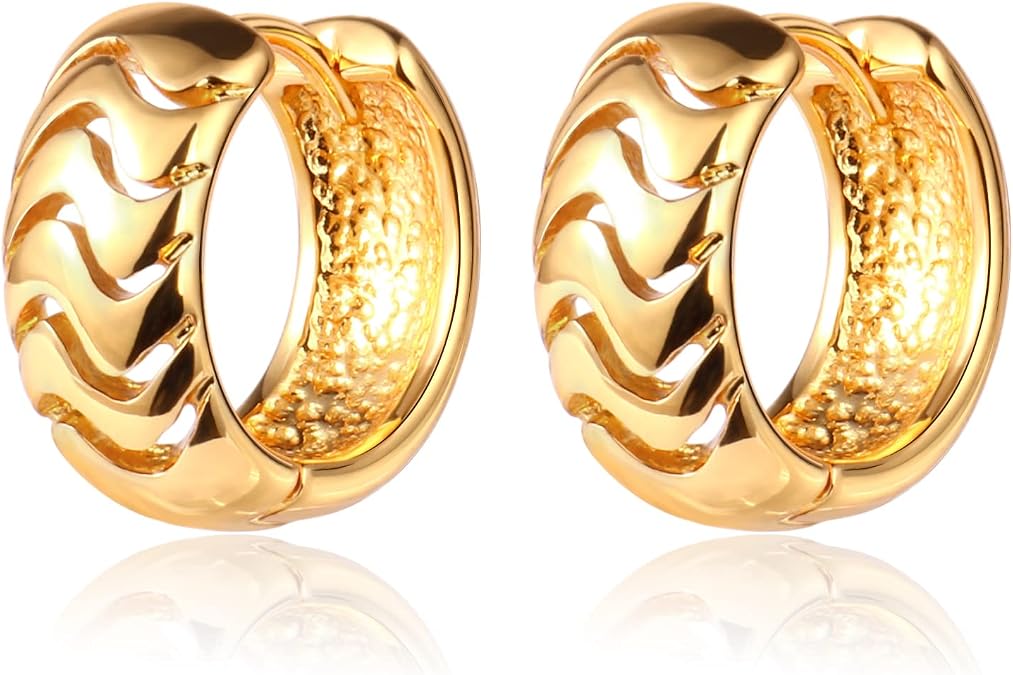 Gold Hoop Earrings for Women Hypoallergenic Small Huggie Hoop Earrings | Lightweight Chunky Earrings Hoops for Women Gifts