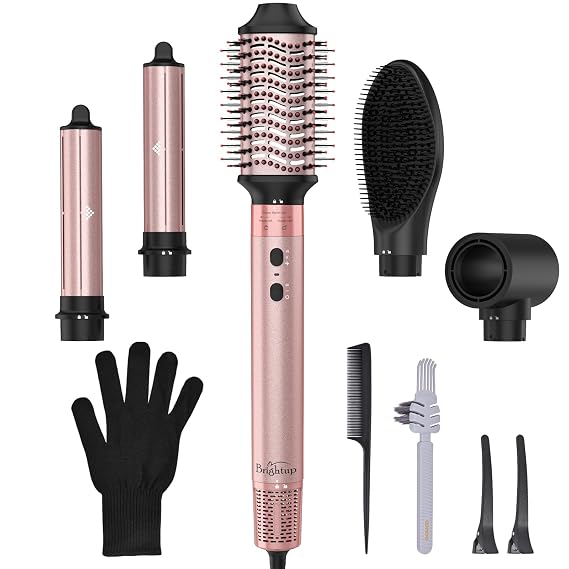 Brightup Air Styler & Hair Dryer Brush, Professional Multi Hair Styler with 110,000 RPM High-Speed Negative Ionic Blow Dryer, Auto Wrap Curlers, Fast Drying Styling Curling Straightening Volumizing