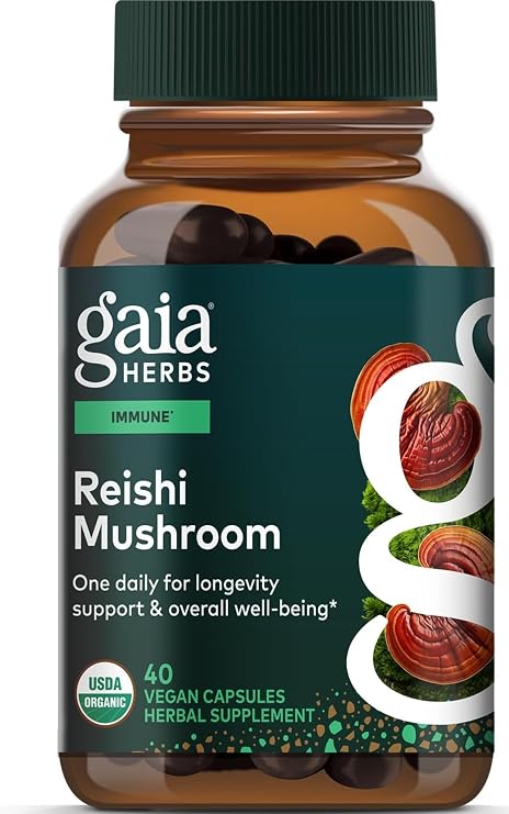 Gaia Herbs Reishi Mushroom, 40 Vegan Capsules, 40 Servings
