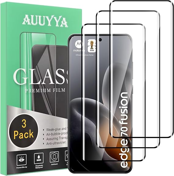 3-Pack for Motorola Moto Edge 70 Fusion Screen Protector Tempered Glass, 9H 3D Full Edge Coverage Film, HD Bubble-Free Film, Anti-Scratch Premium Protective Glass for Motorola Edge 70 Fusion