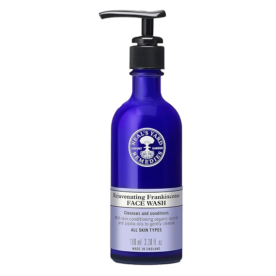 Neal's Yard Rejuvenating Frankincense Facial Wash, Gentle & Cleansing for All Skin Types, Featuring Apricot & Jojoba Oils, Vegan Approved, 100mL
