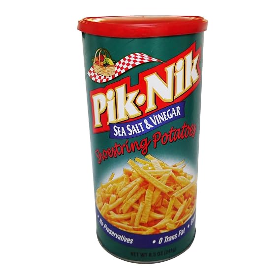 Pik Nik Sea Salt & Vinegar Shoestring Potatoes - 8.5 Oz. Cans (2 Pack) by Pik-Nik