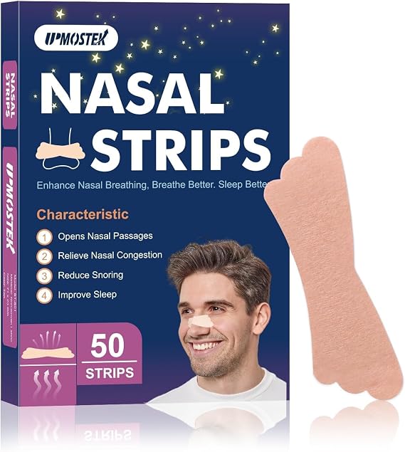 50Pcs Nasal Strips for Snoring, Extra Strength Nose Strips Breathing, Nose Tape for Sports and Sleep, Anti Snoring Strips Help Stop Snoring and Nasal Congestion Relief