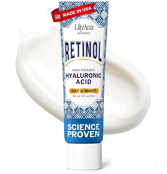 LilyAna Naturals Anti Aging Retinol Face Cream for Women Wrinkle & Neck Cream for Firming, Retinol Moisturizer for Face with Hyaluronic Acid, Hydrating Night Cream for Fine Lines, Collagen Boost