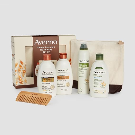 Aveeno Shower Essentials Hair & Body Gift Set with Comb & Wash Bag