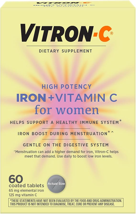 Vitron-C Iron Supplement for Women with Vitamin C, 60 Ct