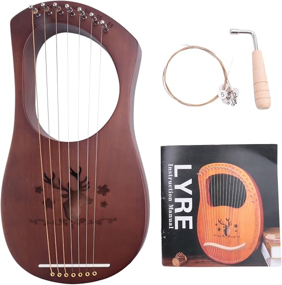 7-String Lyre Harp Mahogany Solid Metal Strings Strings Instruments