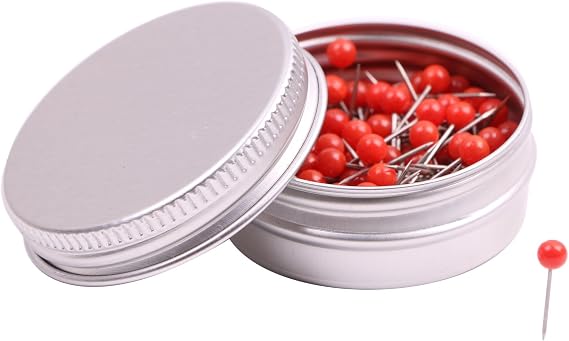 PTC Office 1/8 Inch Small Round Head Map Tacks Pins for Home Office Use and DIY Craft Project (Red, 100PCS)