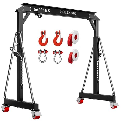 Gantry Crane, 3 Ton 6600LBS with Manual Trolley, Hook & Shackles