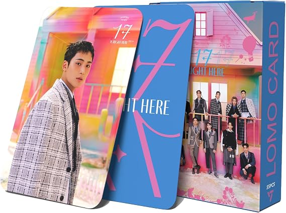 KPOPBP Seventeen Photocards 2024 New Album 17 IS RIGHT HERE Photo Cards 55 PCS Kpop Merchandise Gift for Carat Fans, Blue