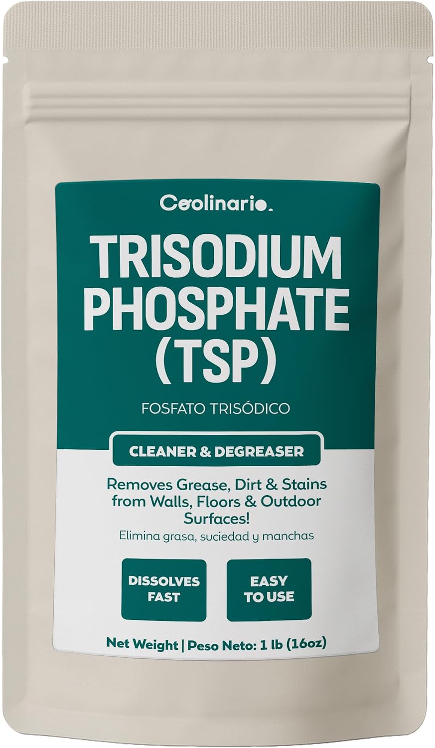 Trisodium Phosphate - TSP Cleaner 1 LB Heavy-Duty Cleaner & Degreaser for Walls, Floors & Outdoor Surfaces | Removes Grease, Dirt & Stains | Ideal for Home & Industrial Use