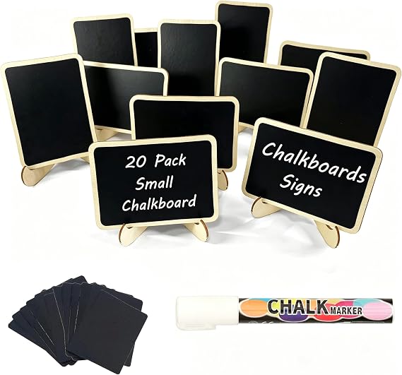Mini Chalkboards Signs with Stand Wooden Chalkboard Labels Table Signs | 20 pcs Small Blackboards for Party Buffet, Food Tag/Name Card for Wedding Table, Catering Supplies Buffet Display