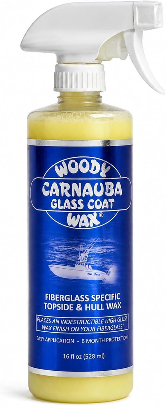 Woody Wax Carnauba Glass Coat, Non-Yellowing Boat Spray, High Gloss