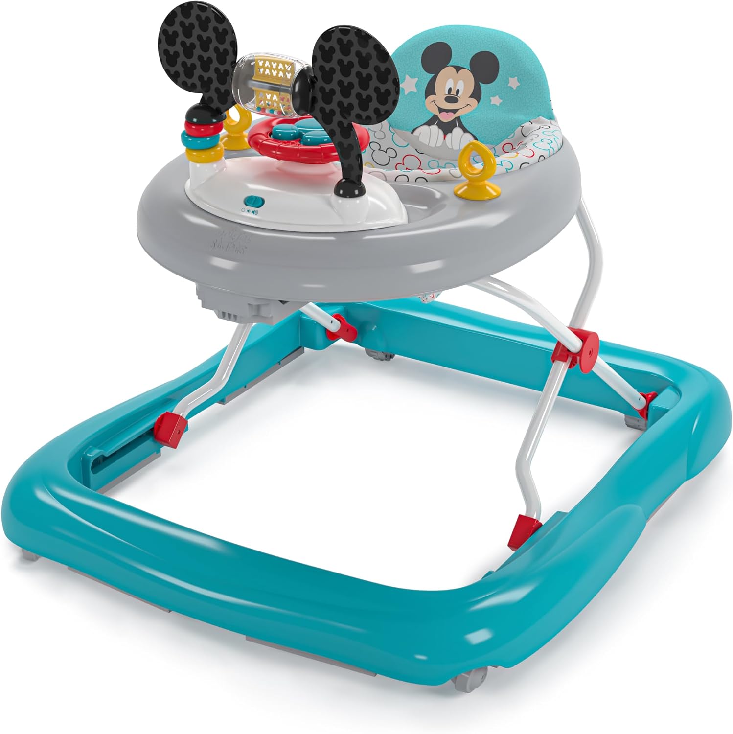 Bright Starts, Disney Baby, Mickey Mouse Original Bestie 2-in-1 Activity Walker with Removable Toy Station with Lights, Songs & Sounds, Adjustable Height, Easy to Clean, Age 6 months, Multicolored