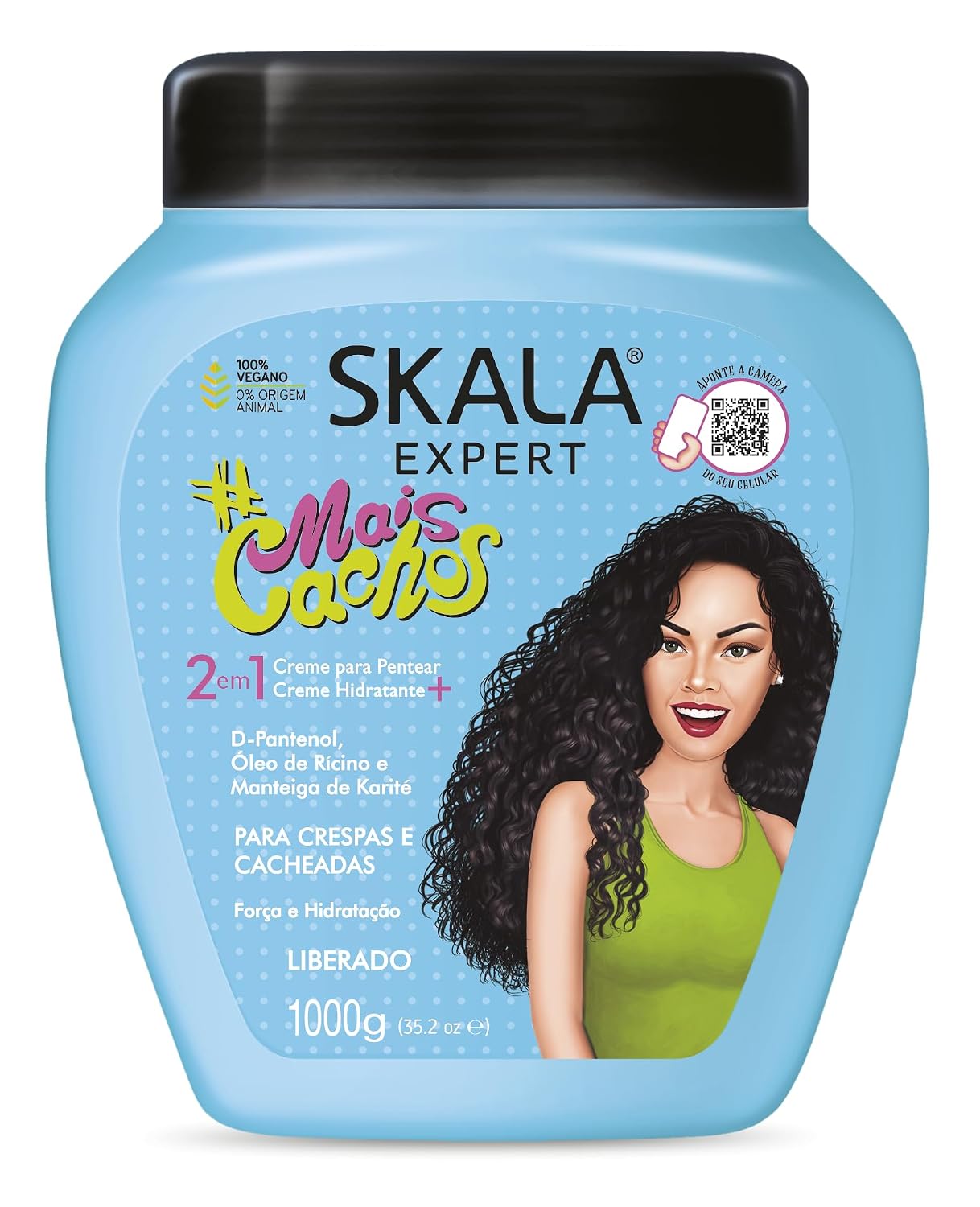 SKALA Hair Type 3ABC Mais Cachos - More Curls Eliminate Anti Frizz, For Curly Hair 2 in 1 Conditioning Treatment Cream and Cream To Comb - 35.2Oz