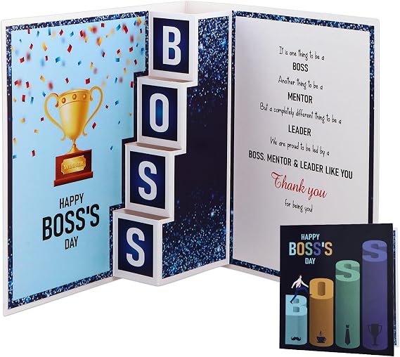 WhatSign Boss Day Card for Women Men - 3D Pop Up Boss Day Gifts Cards with Envelope National Bosses Day Appreciation Card Boss Christmas Birthday Gift