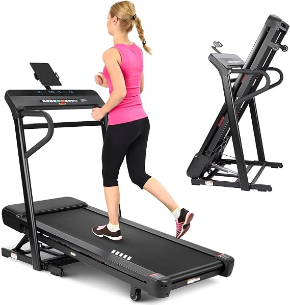 Foldable Treadmill, 350Lbs Weight Capacity Heavy Duty Running Treadmill with Large Running Belt, Up & Down Hill Training Mode, Space Saver Design for Home Fitness